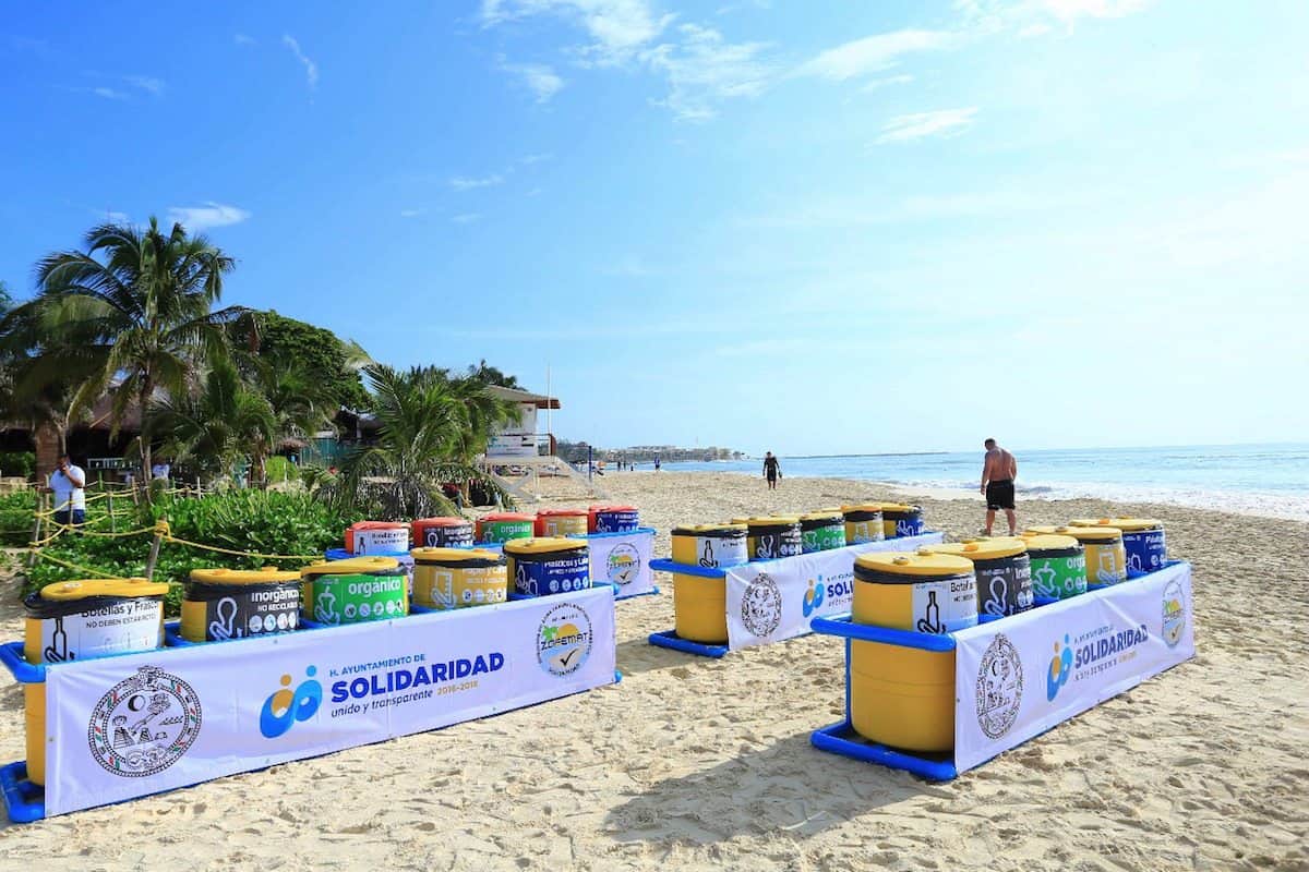 Instala Solidaridad 100 contenedores de basura en playas públicas