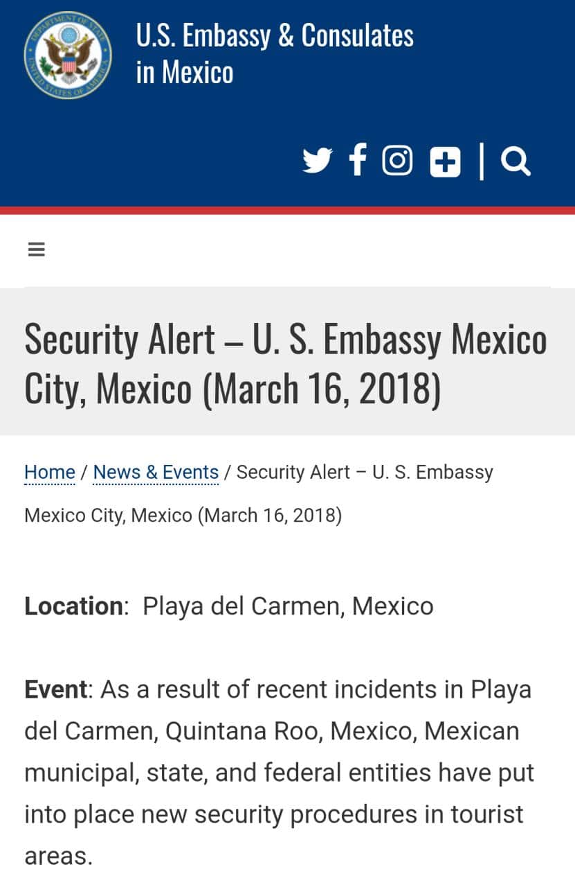 Levanta Estados Unidos la restricción de  viaje a la Riviera para sus empleados, pero mantiene precauciones