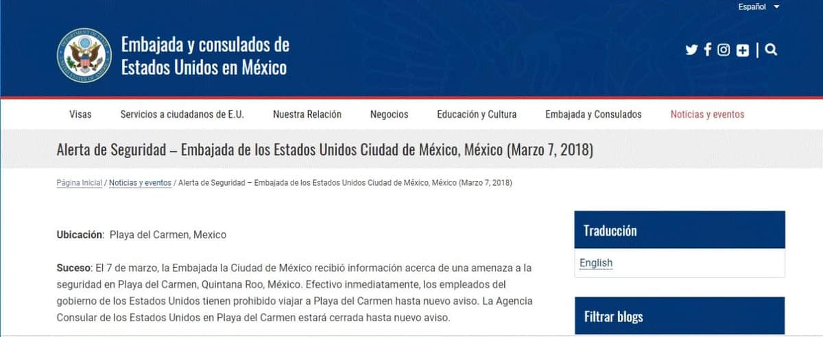 Cierra Estados Unidos agencia consular en Playa del Carmen