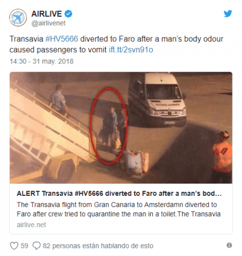 Realizan aterrizaje de emergencia por mal olor de pasajero