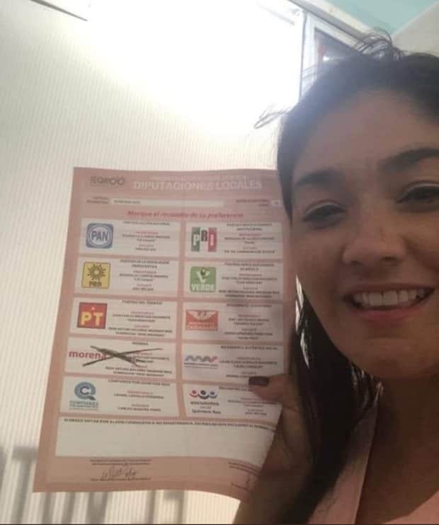 Esposa de Mauricio Góngora difunde su voto por Morena