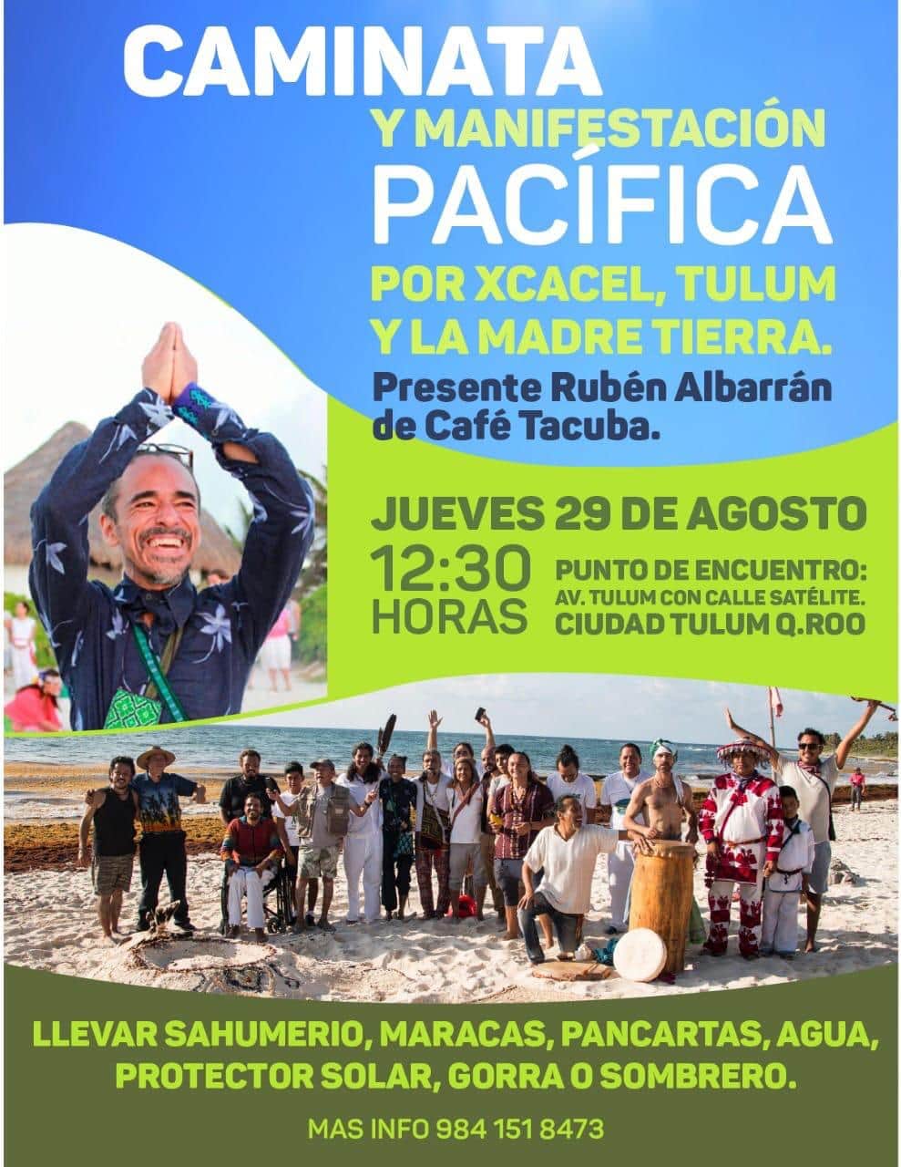 Llama vocalista de Café Tacvba a proteger Xcacel con manifestación pacífica en Tulum