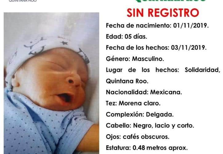 Recién nacido desaparece de Playa del Carmen