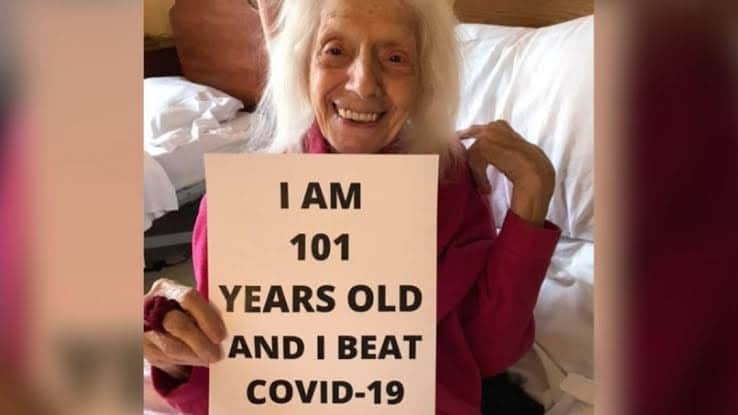Ancianita de 101 años sobrevivió a gripe española, al cáncer y ahora a COVID-19