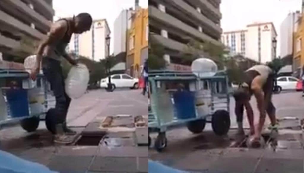 Video: Comerciante hace sus aguas frescas con agua de la coladera