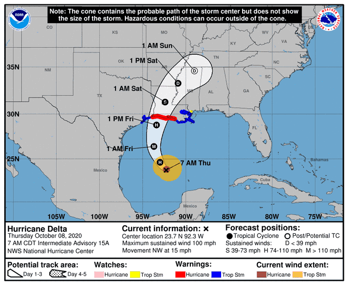Huracán 'Delta' cada vez más lejos de Quintana Roo; se esperan algunas lluvias