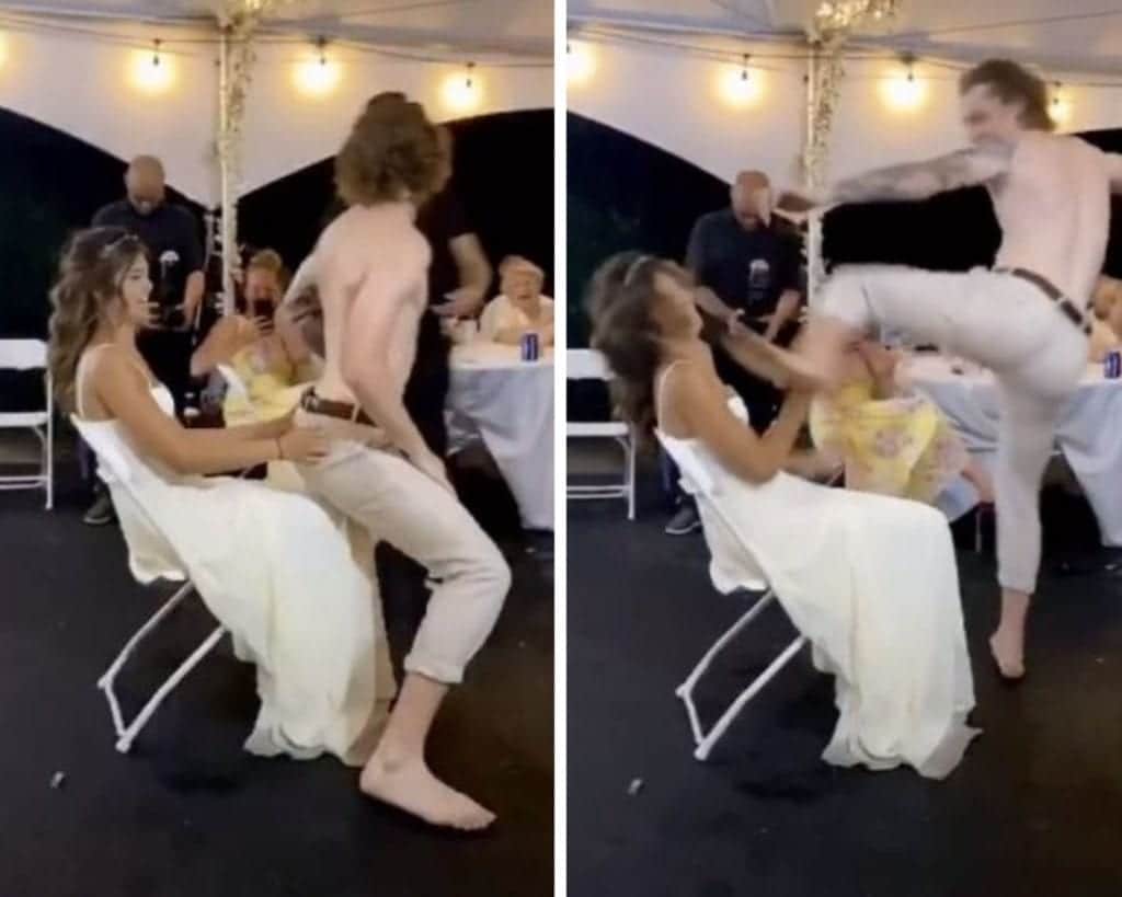 Novio le patea la cara a su esposa en plena boda durante un "baile" y se hace viral
