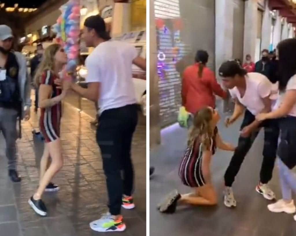 Mujer se arrodilla ante su ex novio para pedirle que vuelvan, estaba la nueva pareja
