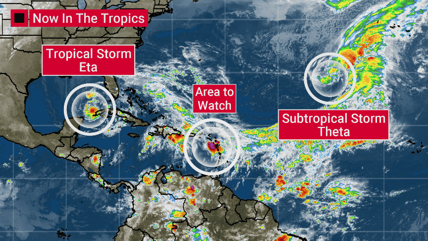 ¡Seguirán las lluvias!  surge tormenta “Theta” y “Eta” se fortalece