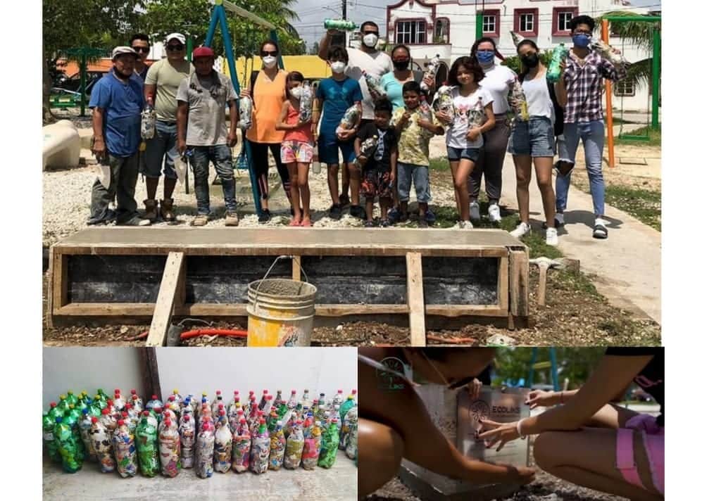 Construyen primera 'ecobanca' con 'ecoladrillos' en Cancún