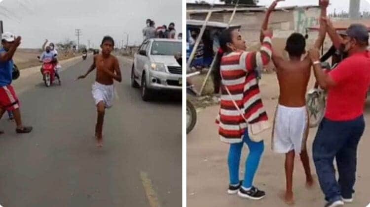 ¡Como los campeones! Niño de 13 años corre un maratón de 6 kilómetros descalzo y gana
