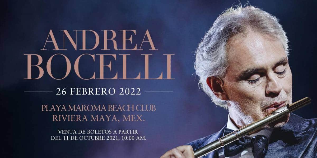 Anuncian magno concierto de Andrea Bocelli en la Riviera maya