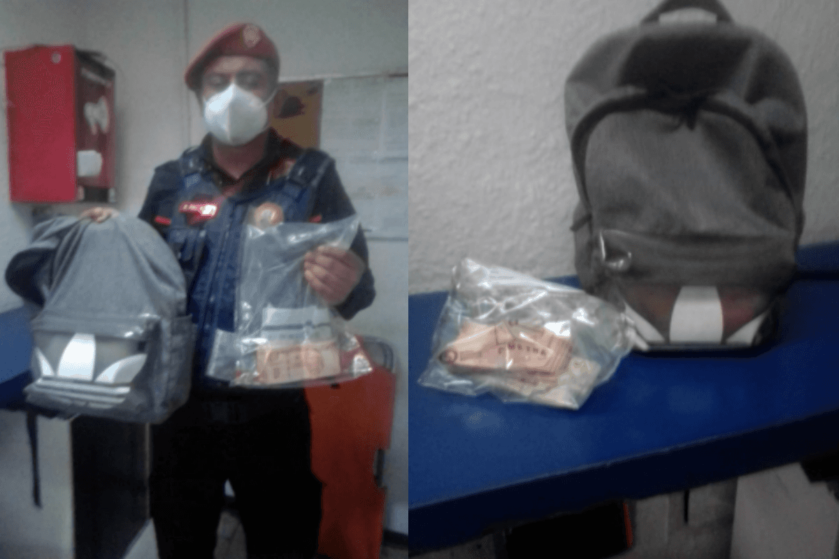 Usuario del Metro encuentra mochila con 10 mil pesos y la entrega a la policía