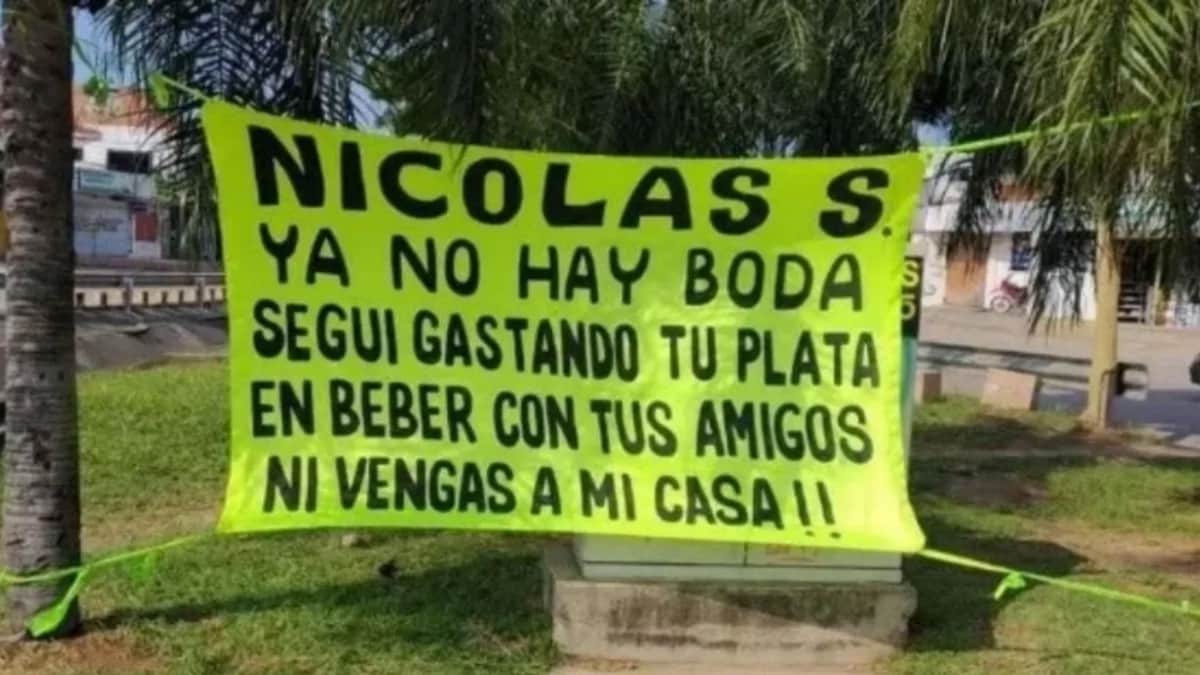 'Nicolás S, ya no hay boda': Cartel de novia se vuelve viral en redes