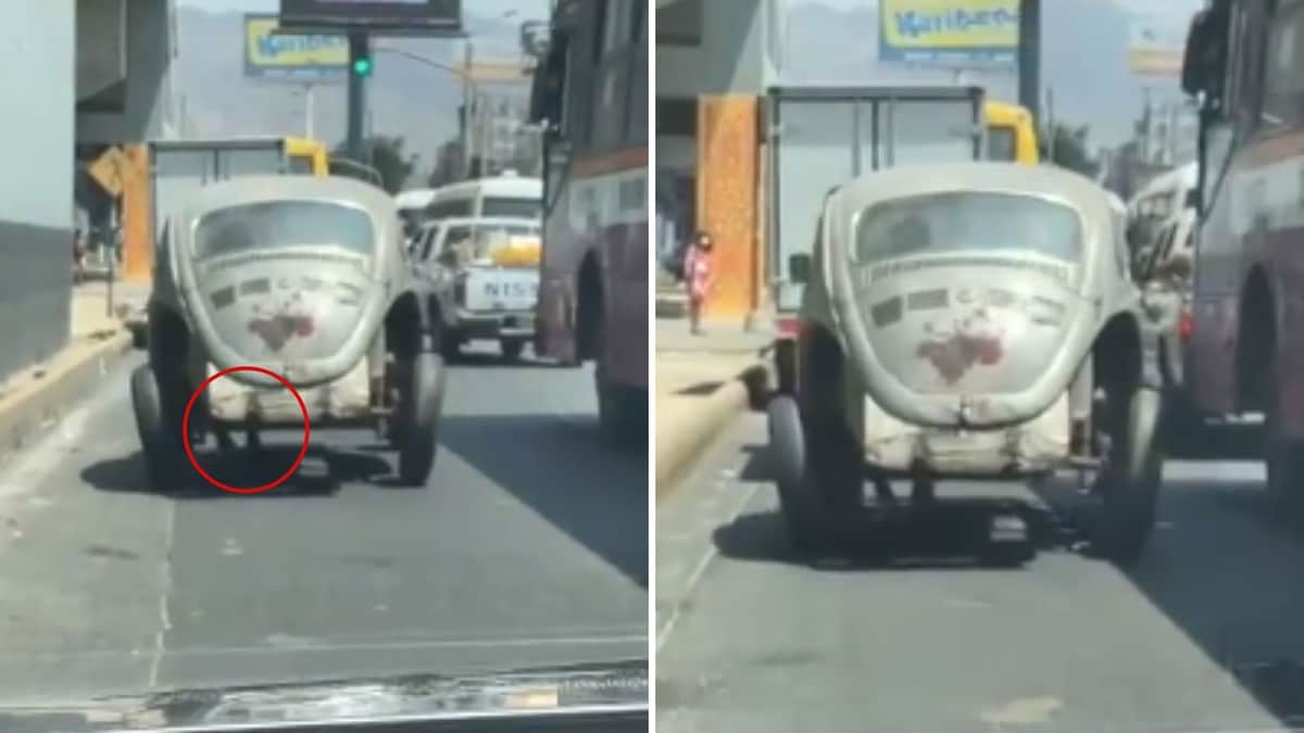 VIDEO: Captan a hombre conduciendo como 'Pedro Picapiedra' y se vuelve viral