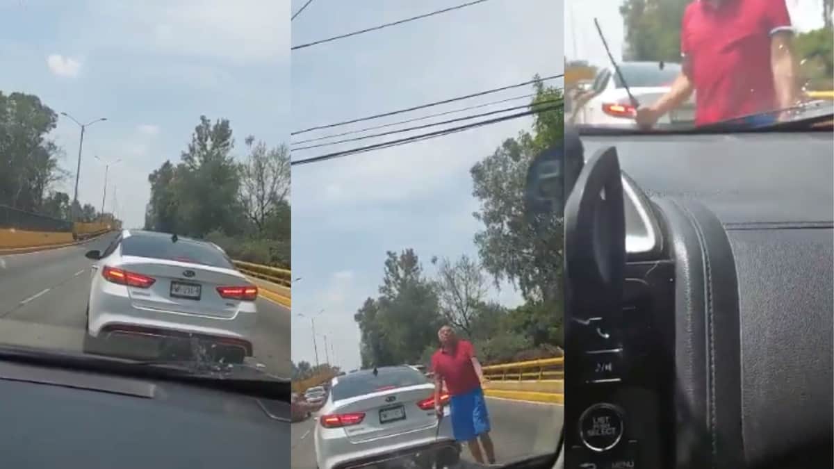 Video: Sujeto ataca con un bastón a familia que viajaba en auto en CDMX