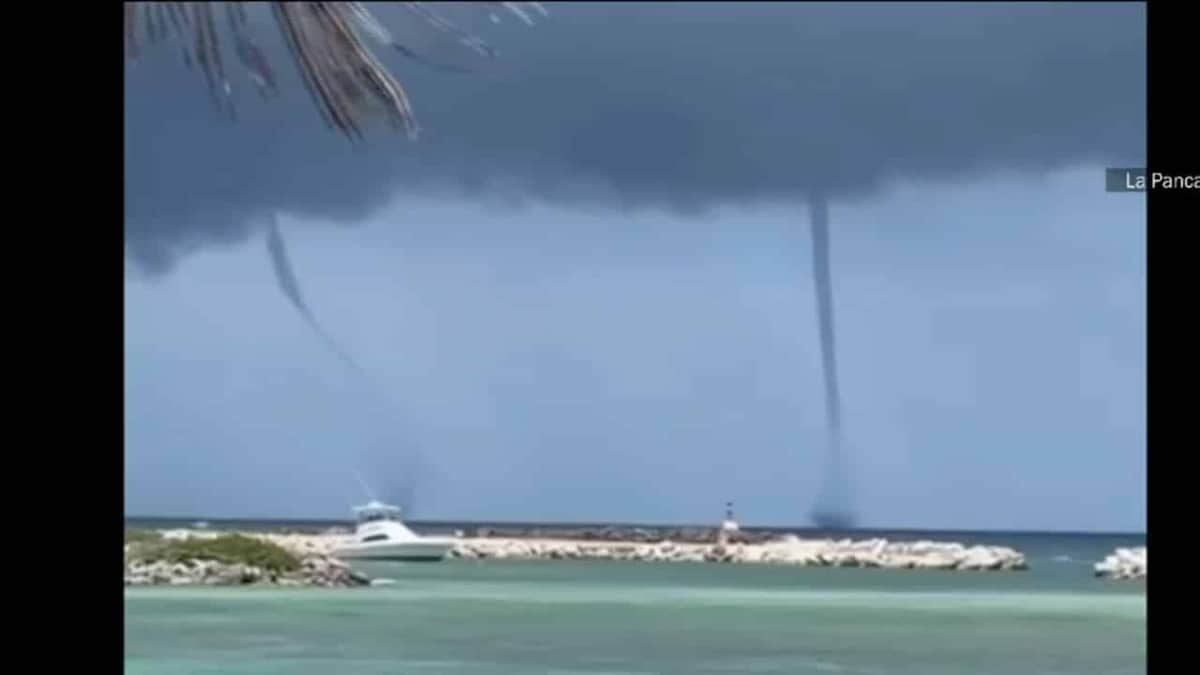 VIDEO: Sorprende doble tromba marina en Puerto Aventuras, Riviera Maya