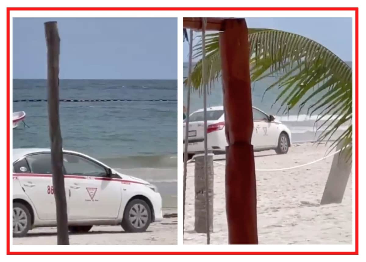 VIDEO: Taxista de Tulum se mete con todo y vehículo a la playa