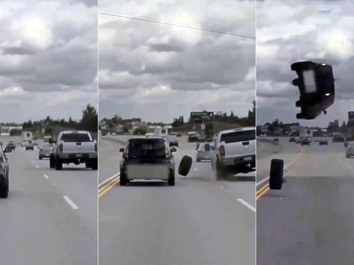 VIDEO: Neumático sale disparado de un coche y ocasiona grave accidente