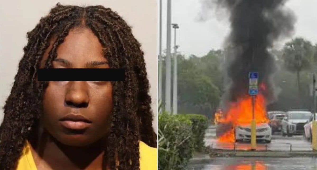 Auto se incendia con dos niños dentro mientras su madre robaba una tienda