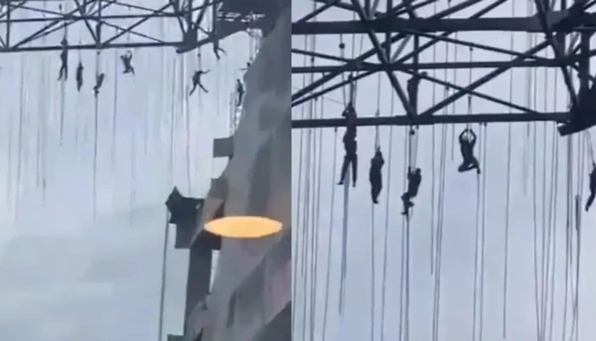 Video: Colapsa andamio y obreros quedan suspendidos a 140 metros de altura