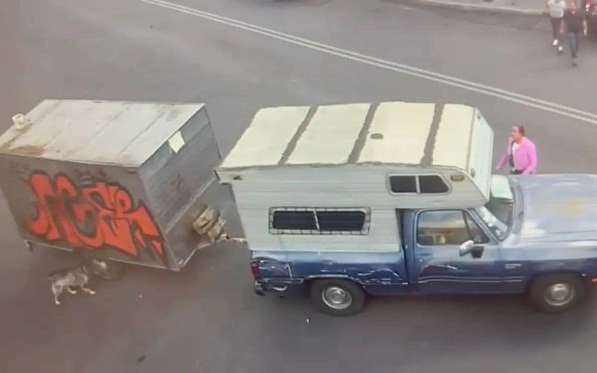 Hombre arrastraba un perrito atado a un remolque y ya fue detenido