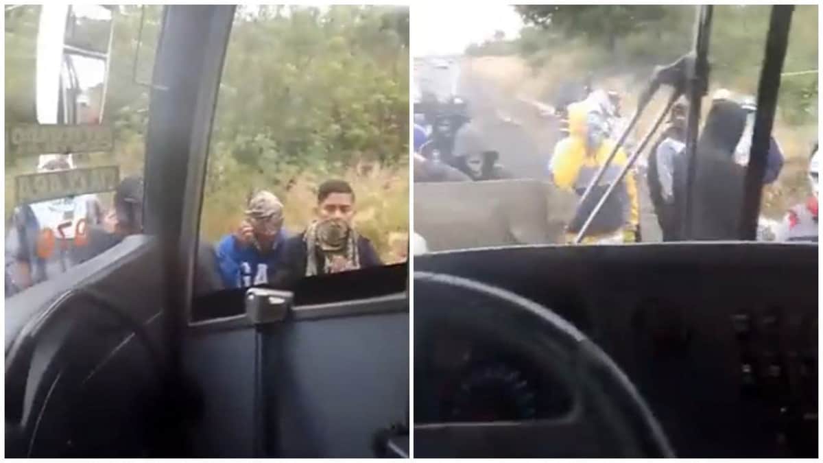 Video: Normalistas agredieron a pedradas un autobús en Morelia, porque chofer se negó a entregar la unidad