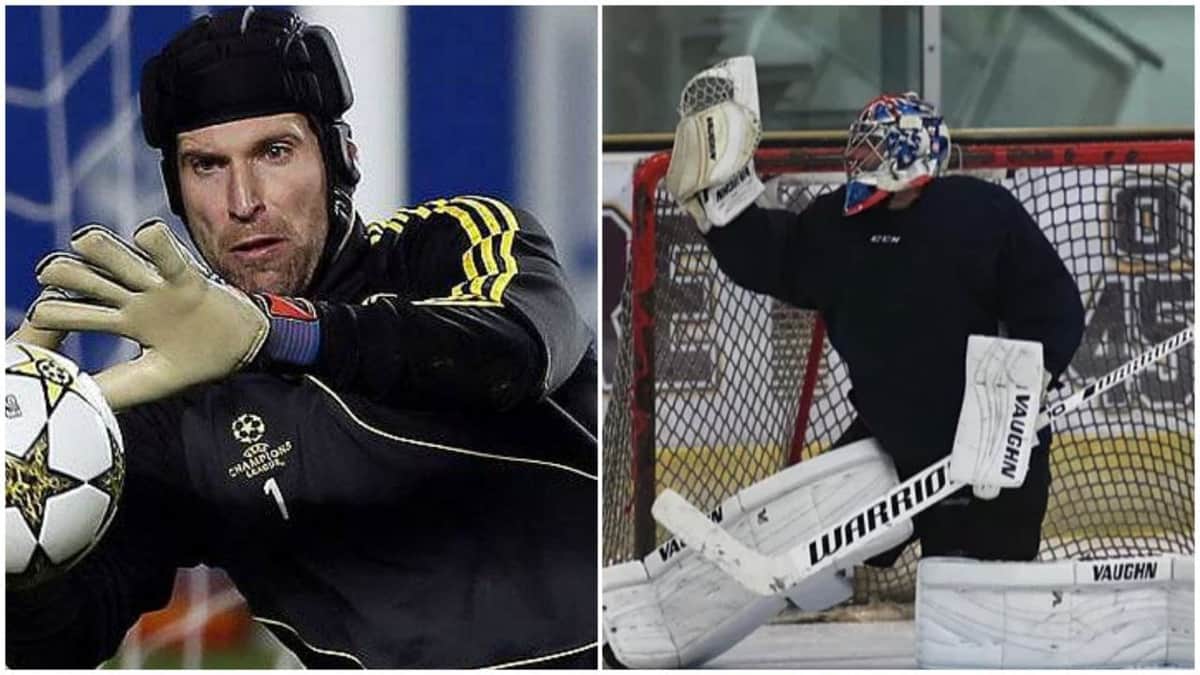 Video: Petr Čech, legendario portero del Chelsea debuta en el Hockey sobre Hielo