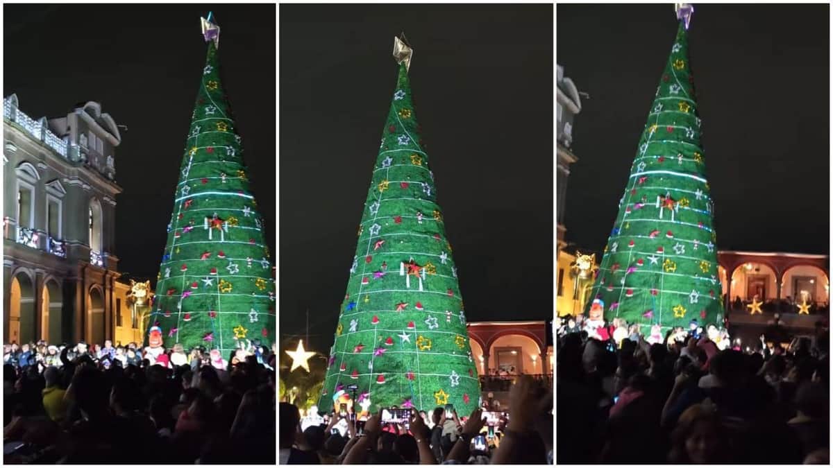 Video: Internautas critican árbol de Navidad en Córdoba, Veracruz; lo reemplazan tras las burlas