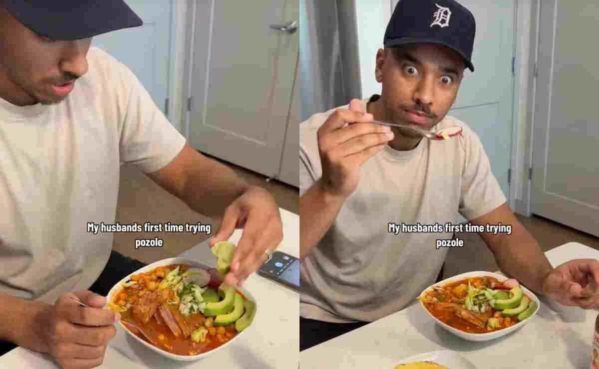 VIDEO: Estadounidense prueba el pozole por primera vez y su reacción se viraliza en TikTok