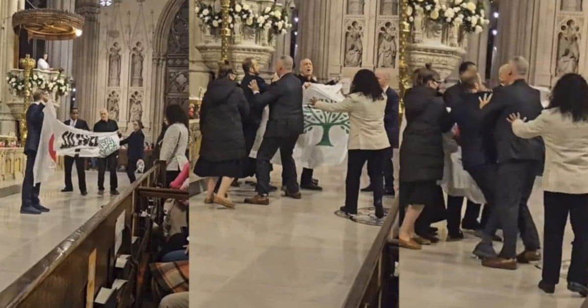 VIDEO: Manifestantes pro-palestinos irrumpen en la Catedral de San Patricio, NY