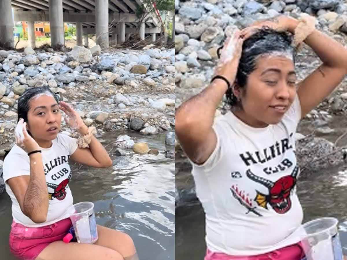 VIDEO: Joven muestra que se baña en el río Santa Catarina por falta de agua y la atacan en redes
