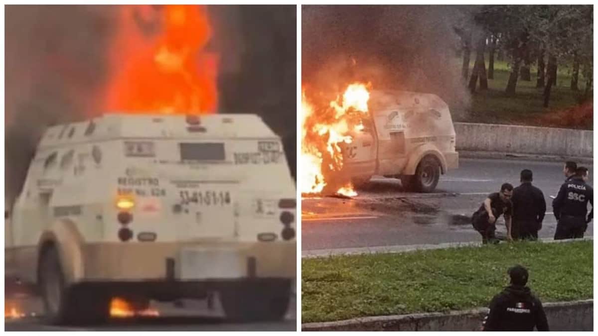 Video: Camioneta de valores se incendia en plena Avenida de los Insurgentes en CDMX