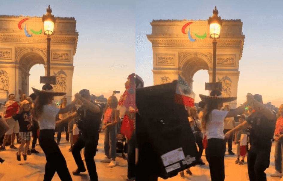 VIDEO: Mexicana pone a bailar a policía francés en Paris y su reacción se viraliza
