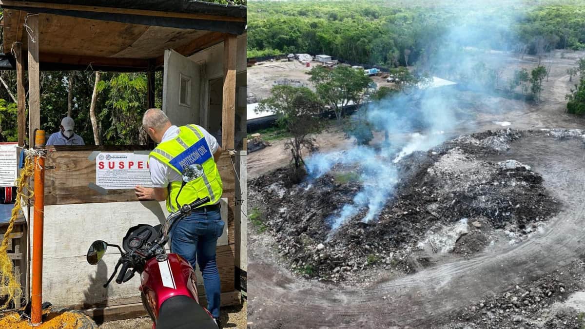 Incendio controlado y suspensión de obra de CADU, en Playa del Carmen