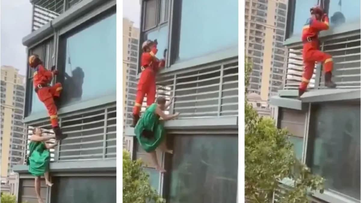 Video: Mujer cae al vacío por culpa del rescatista que la iba a salvar