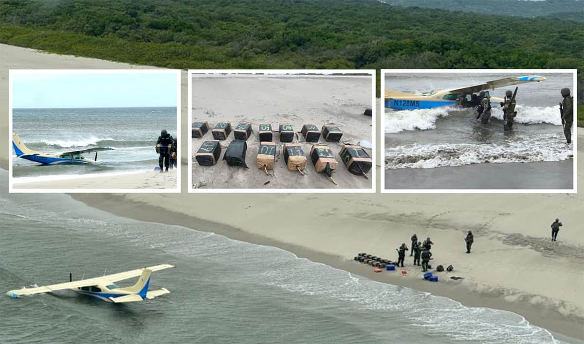Hallan aeronave con más de media tonelada de cocaína en costas de Oaxaca
