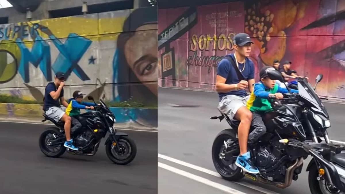Video: Captan a menor manejando una moto; trae de copiloto a un sujeto presuntamente drogado