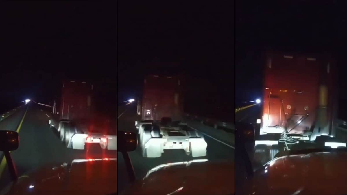 Video: Trailero impacta a unidad que le cerraba el paso en la autopista Puebla-Orizaba; presuntamente eran ladrones