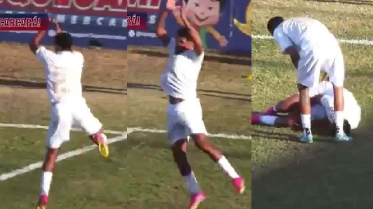 Video: Futbolista se lesiona la rodilla tras imitar festejo de Cristiano Ronaldo en Brasil