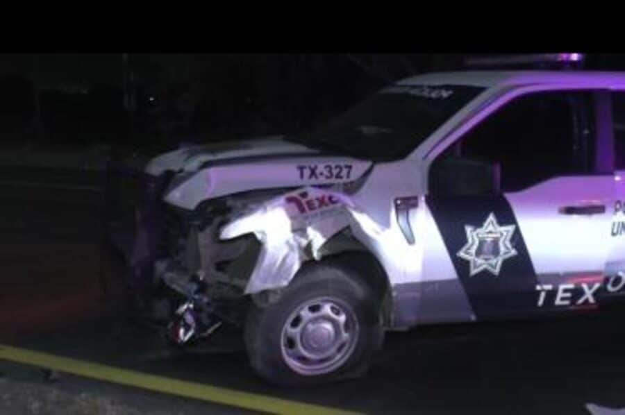 Persecución termina con ocho personas lesionadas y choque de patrulla en Texcoco, Edomex