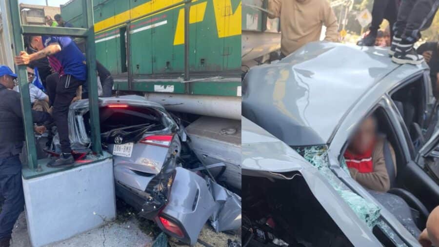 Adulto mayor intenta ganarle el paso al tren y queda prensado en su auto en la alcaldía Gustavo A. Madero, CDMX