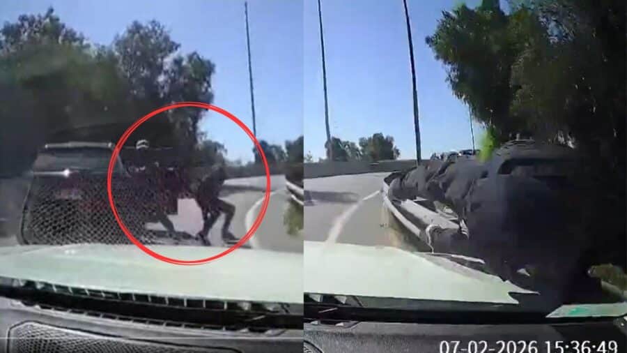 Video: Automovilista atropella a dos sujetos que lo emboscaron para asaltarlo en la autopista en Chile
