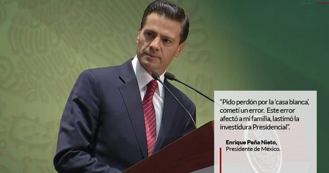 “Pido perdón por la ‘casa blanca’, cometí un error. Dañó familia e investidura Presidencial”: EPN