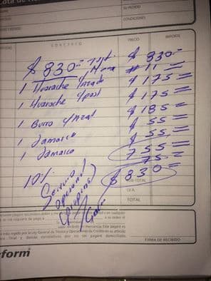 830 pesos por comer en la "Feria del Pueblo"