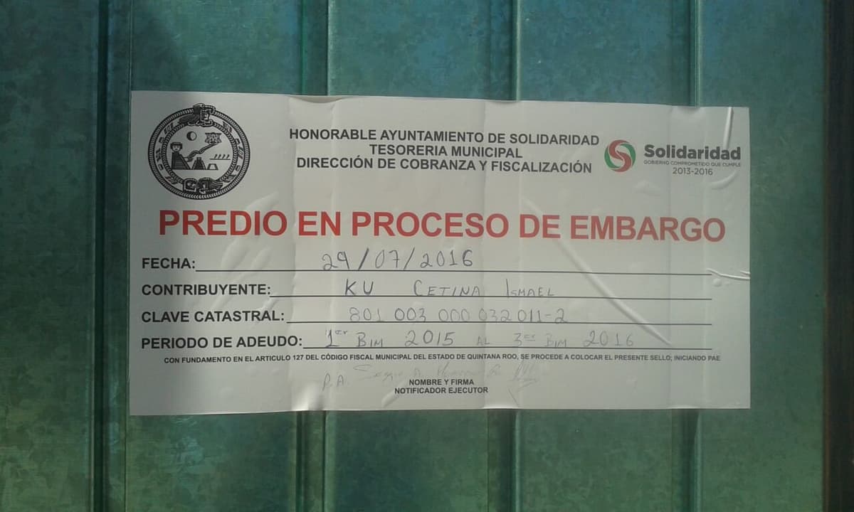 Embarga municipio a deudores de predial