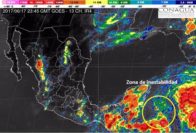 SMN Pronostica tormentas muy fuertes en Quintana Roo, Yucatán y Campeche.