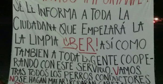 ¡ Narcomanta en Cancún ! Amenazan a conductores y usuarios de Uber