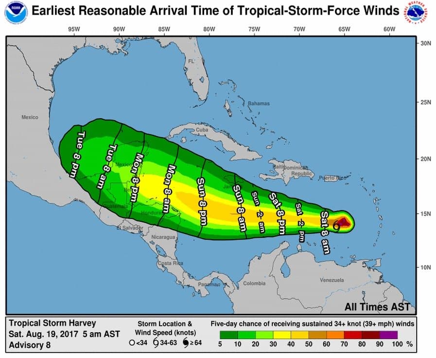 Harvey se desplaza hacia Quintana Roo