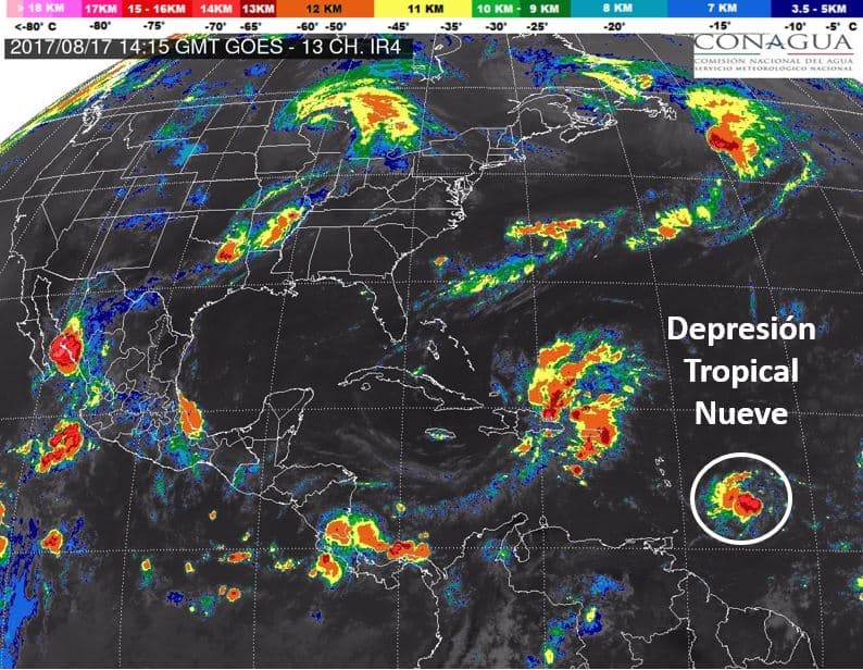 Depresión tropical Nueve alcanzaría categoría de huracán
